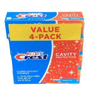 Kids Crest Cavity Protection Fluoride Toothpaste Value 4-Pack Sparkle Fun Flavor